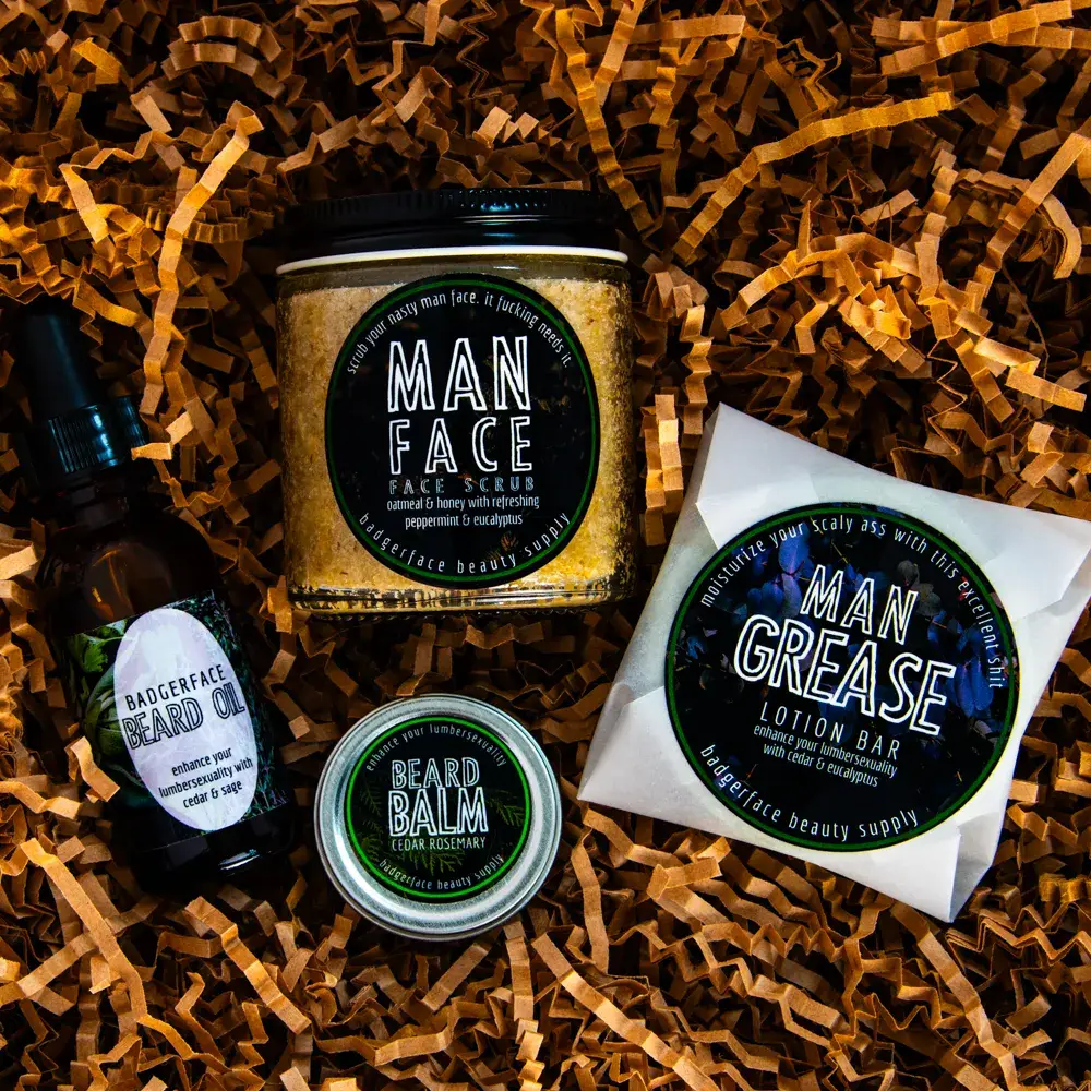 Badgerface Beauty Supply - Wholesale Bath & Body Set - Men's - Men's Gift Set. Plastic Free Gift Set. Gift Ideas For Men.1