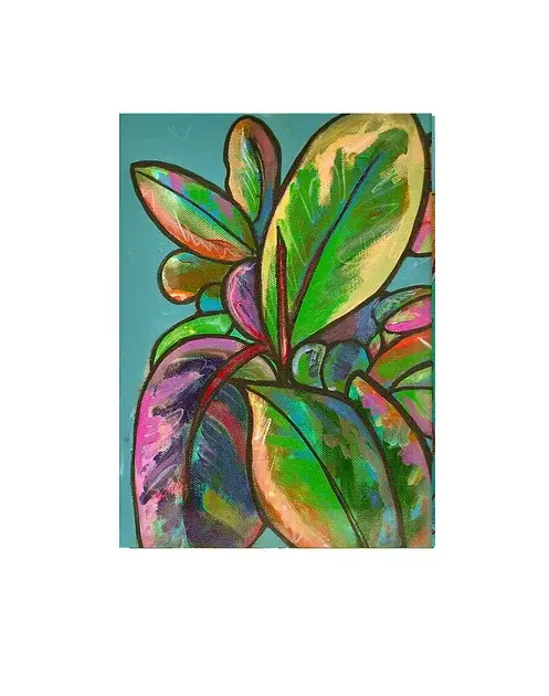 Plant Based Paintings - Wholesale Everyday Greeting Card - Ficus Rainbow Leaf - A6 Greetings Card1