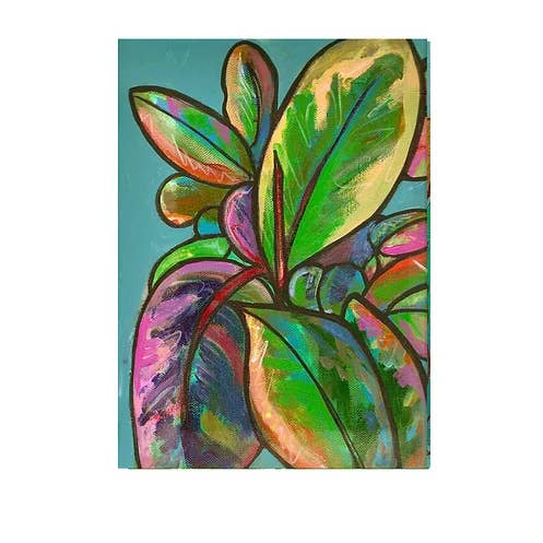 Plant Based Paintings - Wholesale Everyday Greeting Card - Ficus Rainbow Leaf - A6 Greetings Card1