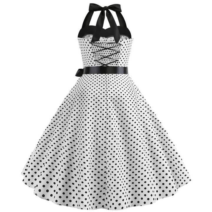 Rosa Clothing - Wholesale Dress - Women's - Vintage Polka Dot Halter Dress6