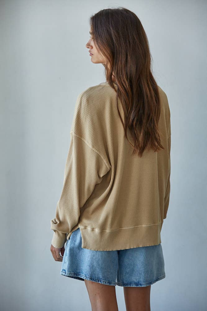 By Together - Wholesale Knit Top - Women's - L8734 | Knit Drop Shoulder Long Sleeve Top with Side Slits11
