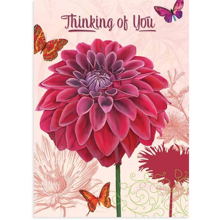 Carte de vœux Red Dahlia pour la vente par 23rd Day Paper Goods