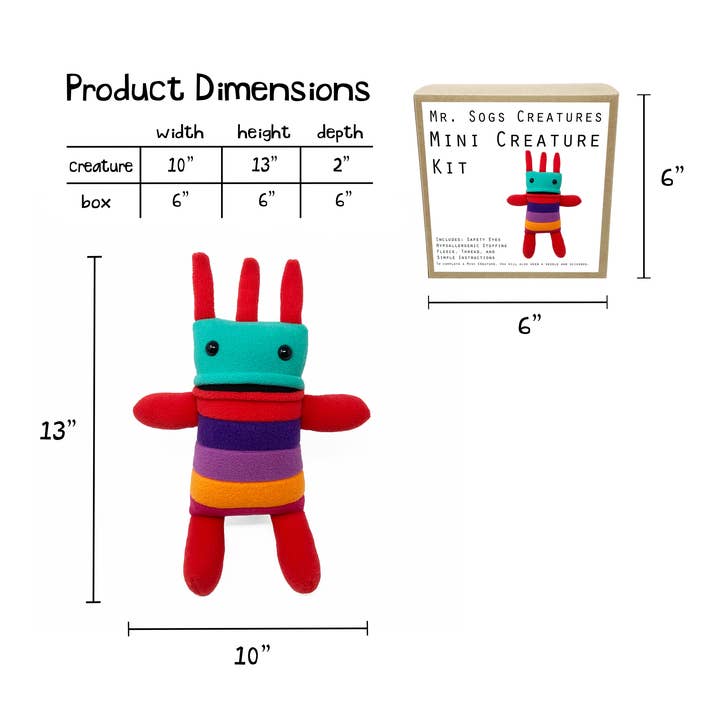 Mr. Sogs - Wholesale DIY Craft Kit - Kids - Mini Creature DIY Plush Sewing Kit - Turquoise1