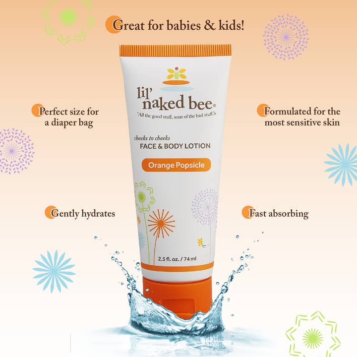 The Naked Bee – wholesale Body cream/lotion – Baby – 2.5 oz. Orange Popsicle Cheeks to Cheeks Face & Body Lotion1