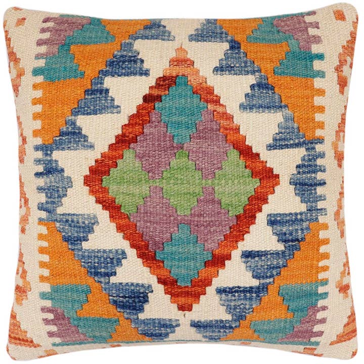 Tribal Karly Turkish Hand-Woven Kilim Pillow - 17" x 18" for wholesale by Arshs Fine Rugs