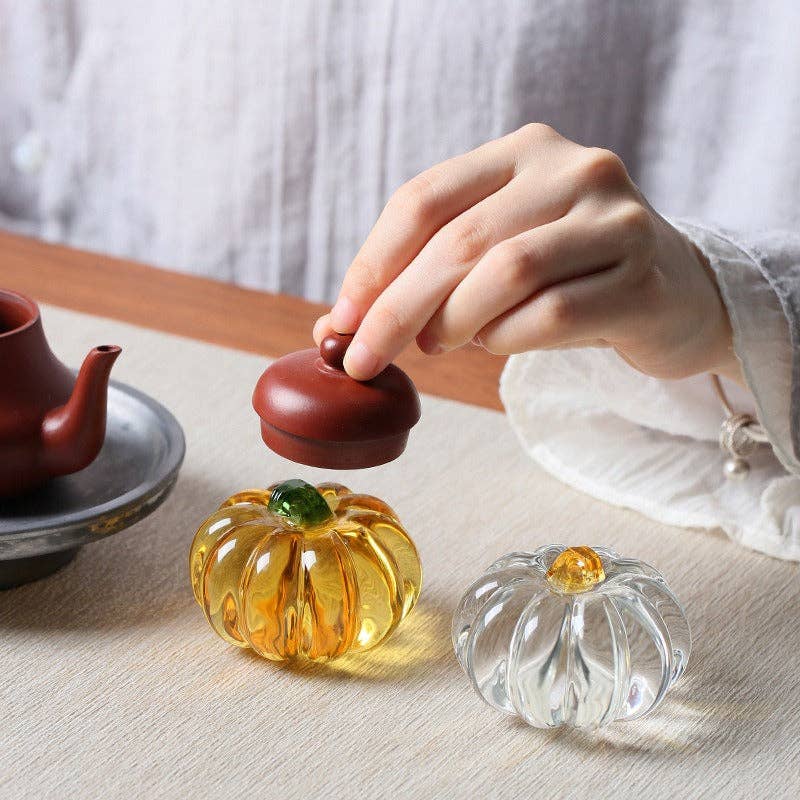 Gohobi （We cover U.S. import duties） - Wholesale Decorative Tabletop Object - Gohobi Pate de Verre Pumpkin Halloween Glass Ornament Teapot Lid Stand Paperweight33
