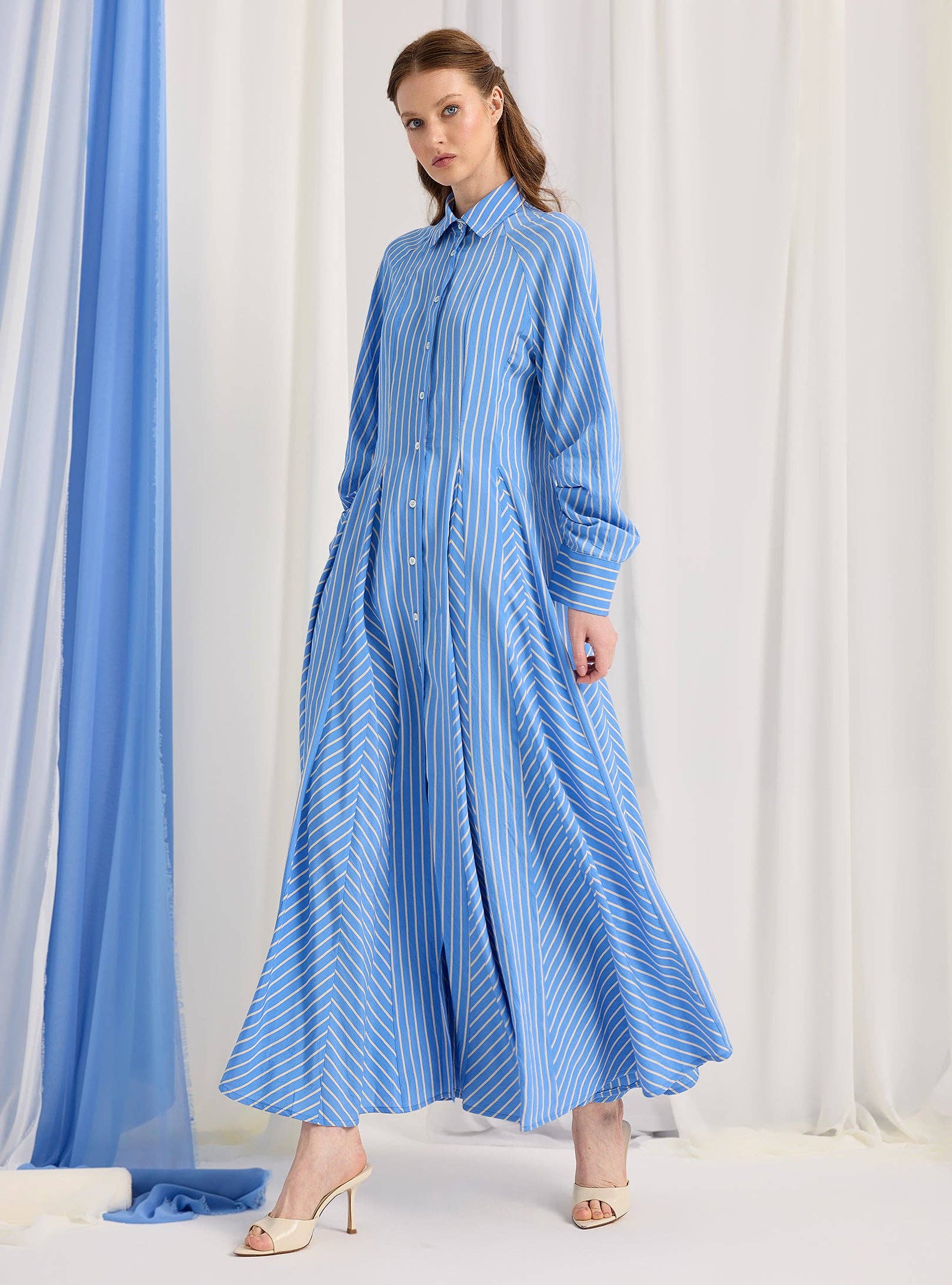 Store WF – wholesale Dress – Women's – Blue Stripe Maxi Dress3