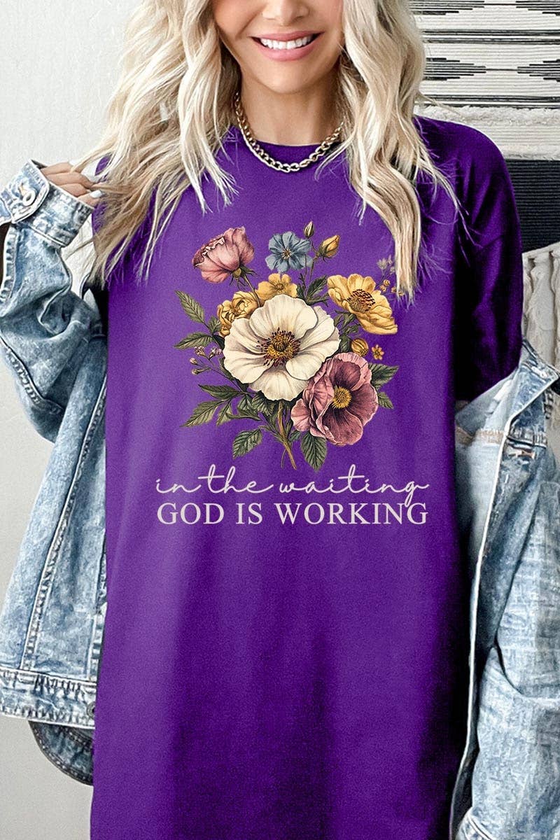 COLORBEAR - Wholesale T-Shirt (Graphic) - Unisex - God is Working Vintage Floral Heavy Cotton Tee11