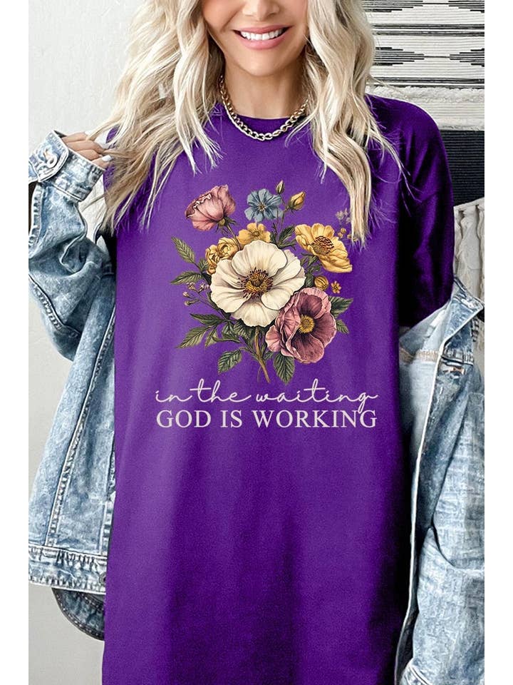 COLORBEAR - Wholesale T-shirt (graphic) – unisex - God is Working Vintage Floral Heavy Cotton Tee11