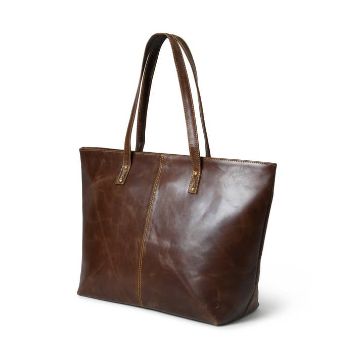 The Kim Tote Bag- Dark Brown for wholesale by MaheTri LLC - Leather & Lifestyle Goods