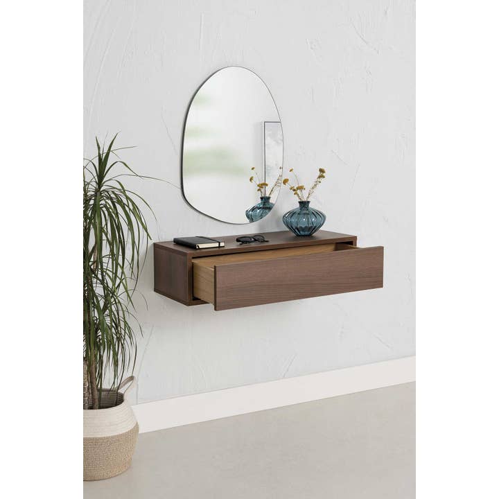 Gdeco - Wholesale Console Table - Walnut Console 1 Drawer Mdf 19Mm (To Hang On The Wall)1