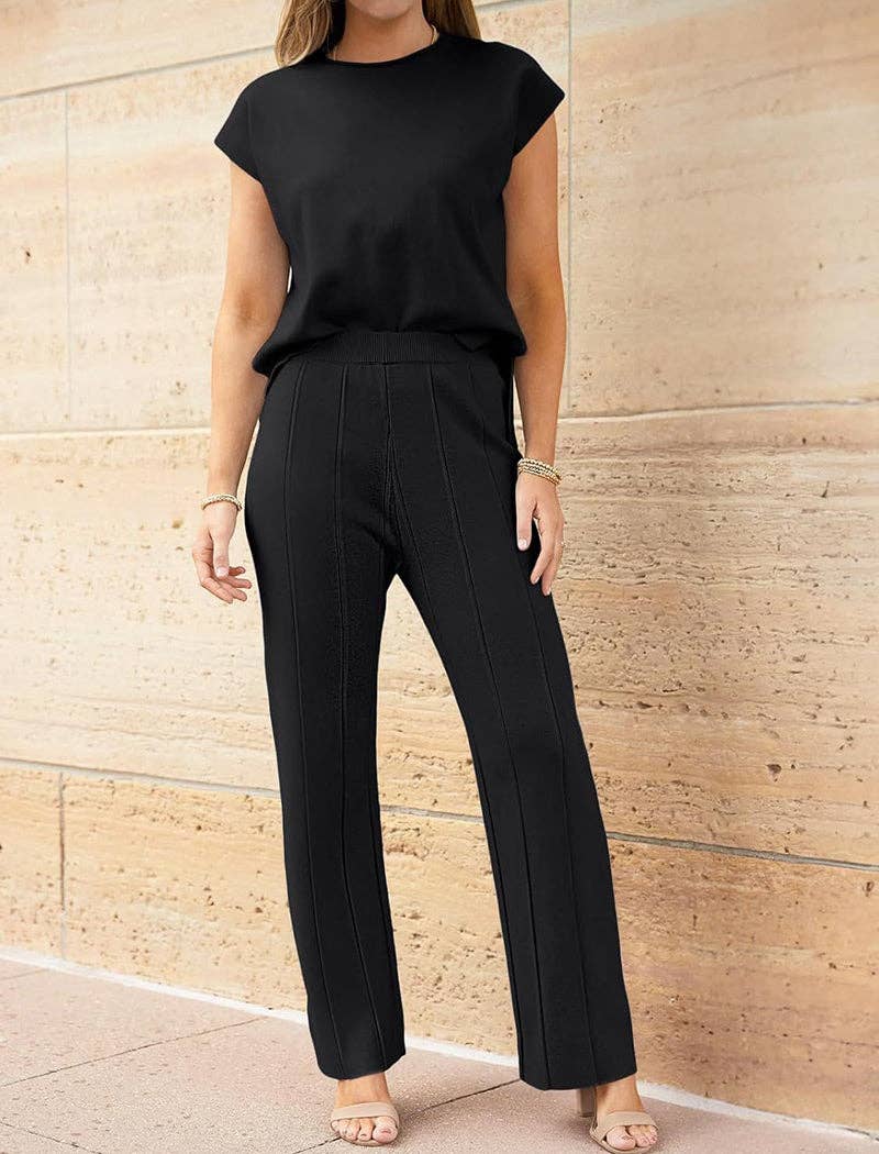 safistyle - Wholesale Lounge Set - Women's - Sleeveless Top and Wide-Leg Pants Set11