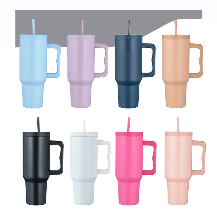 Candles Meta - Wholesale Insulated Mug/Tumbler - 40oz Double Layer Handle Stainless Steel Tumbler with Straw