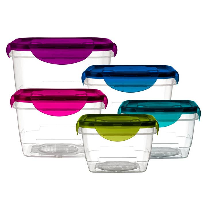 10 Piece Square Lock and Seal Plastic Food Container Set for wholesale by Lexi Home