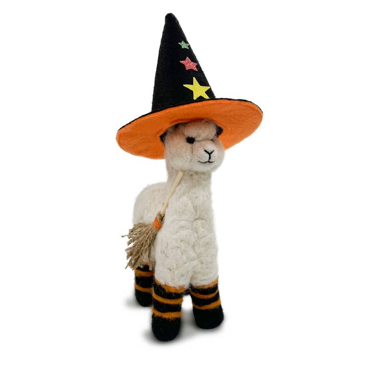 Witchy Alpaca- Artisan Hand-Felted Alpaca Sculpture for wholesale by Lanart Alpaca