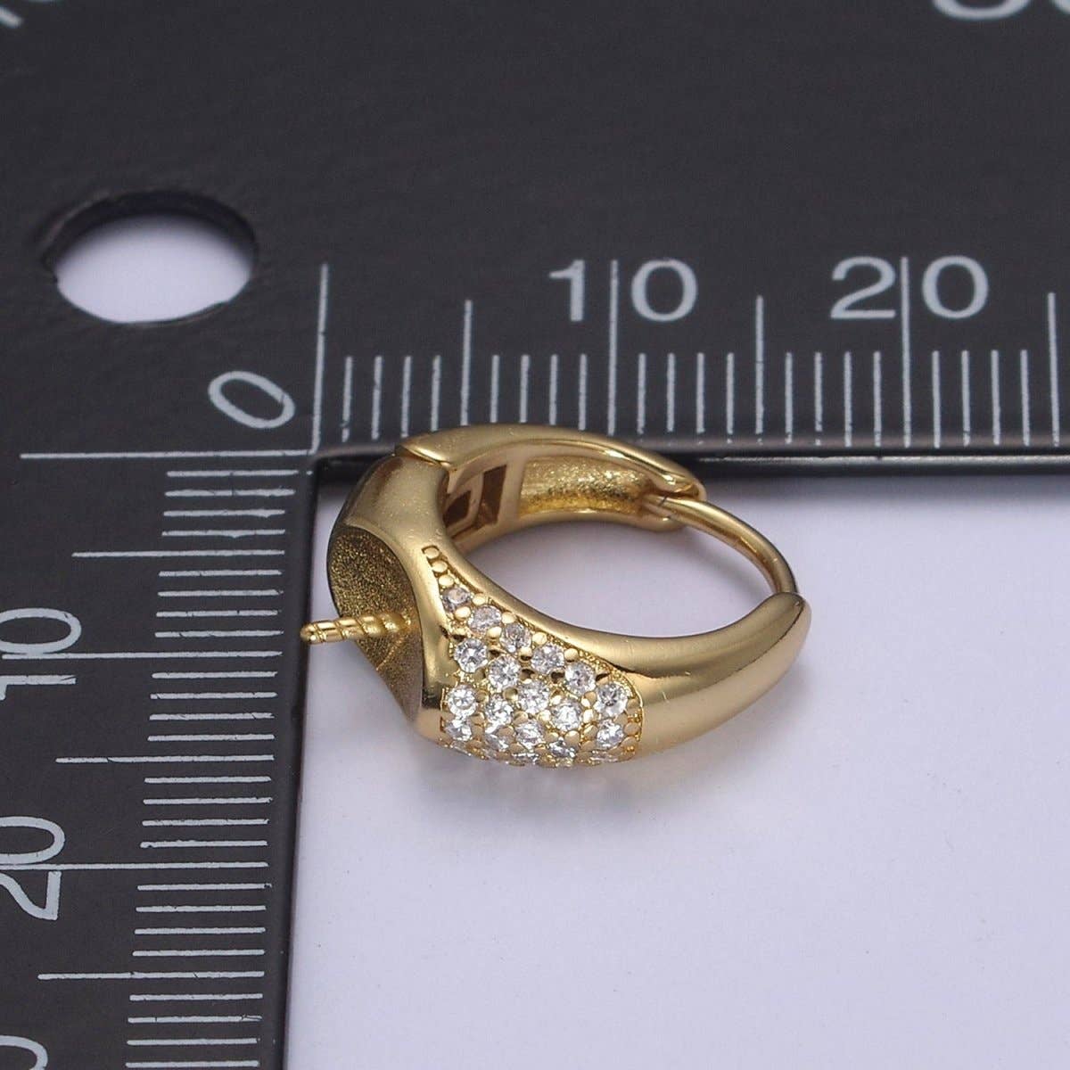 Aim Eternal - Wholesale Jewelry Set - Gold Lever Back Hoop Earring Setting for Half Drilled Pearls Beads, DIY Earring Mounting Findings L-6741