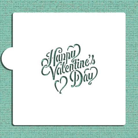 Chalkboard Written Happy Valentine's Day Cookie Stencil for wholesale by Designer Stencils