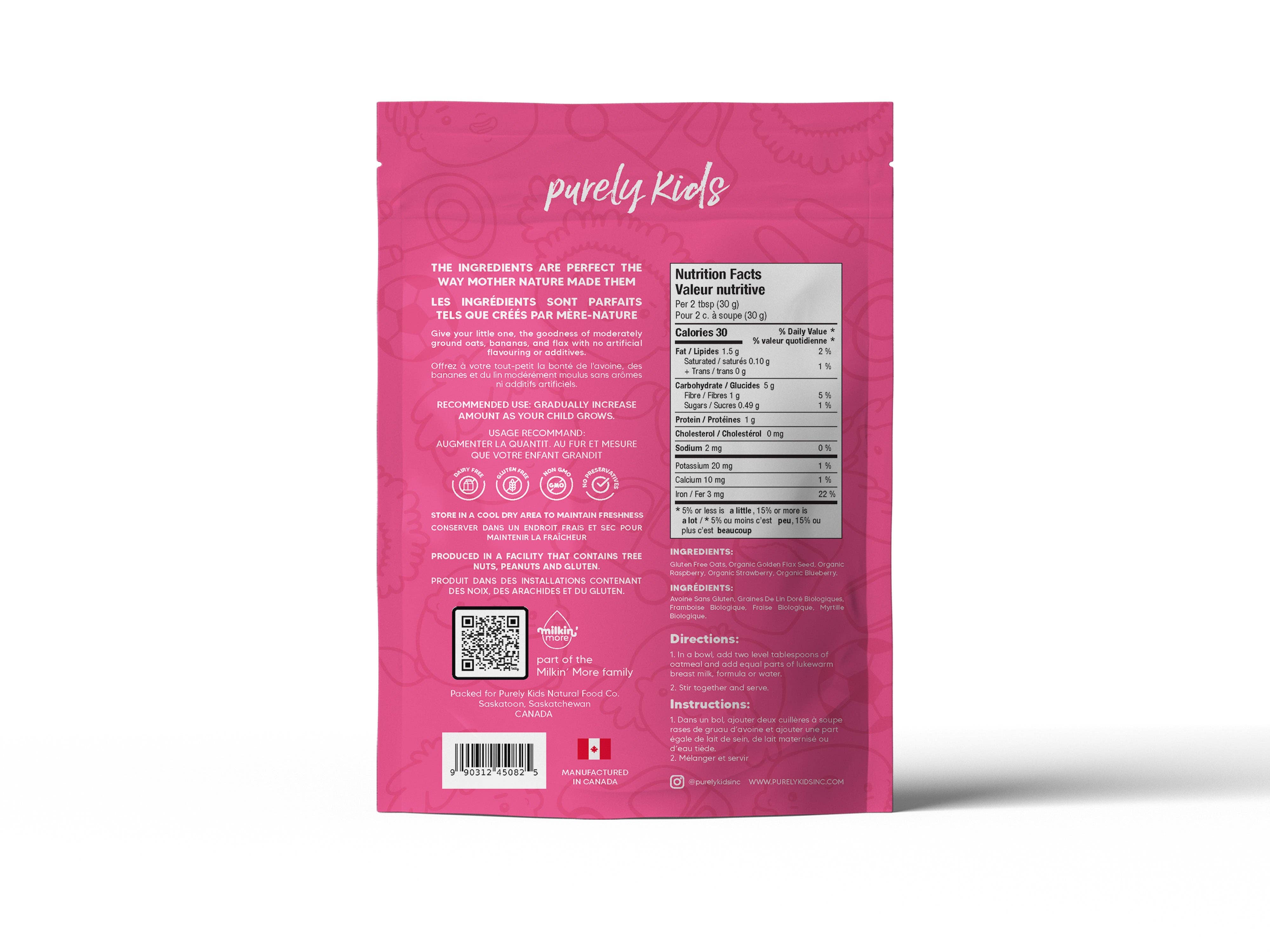 Milkfull - Wholesale Oats - Purely Kids Berry toddler oatmeal1