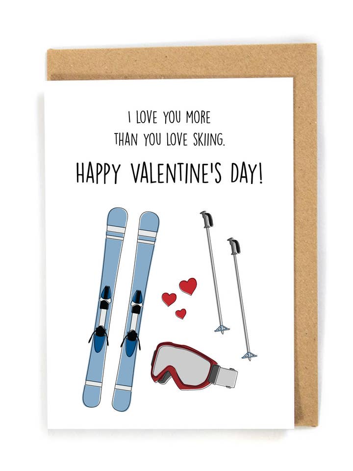 Valentijnsdagkaart voor skiën voor wholesale door DensenDesign