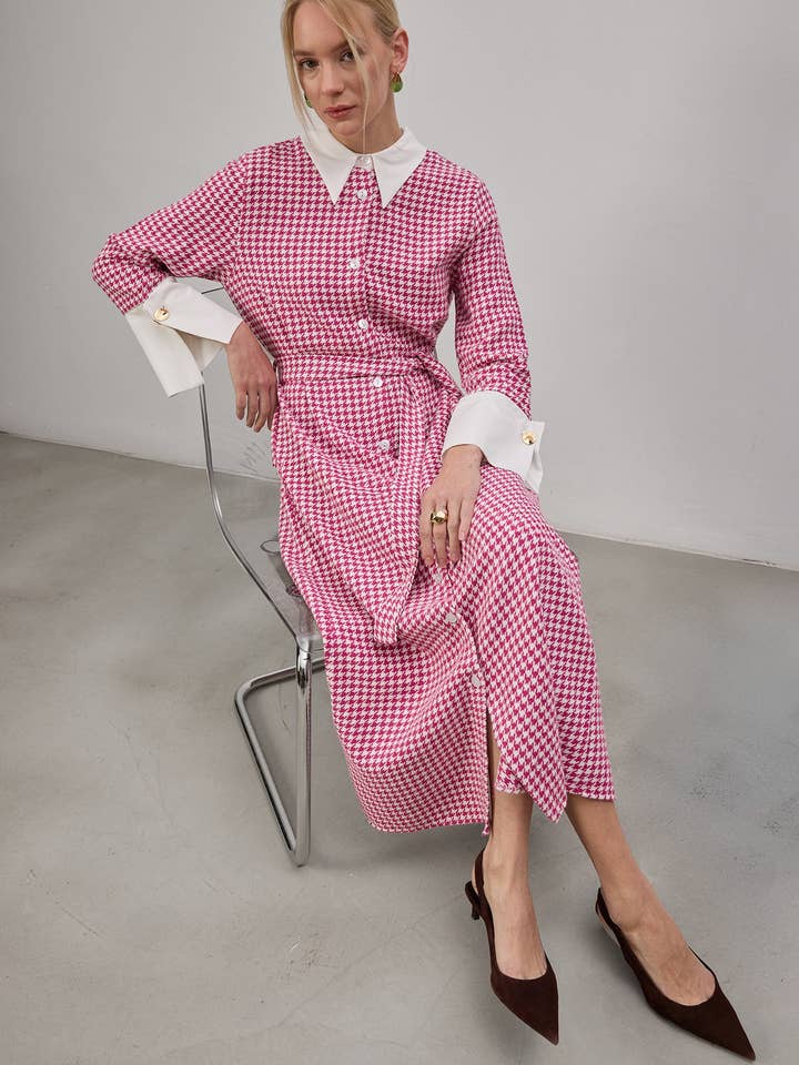 HOUGHFOOT PATTERNED TWEED DRESS for wholesale by Touché Privé