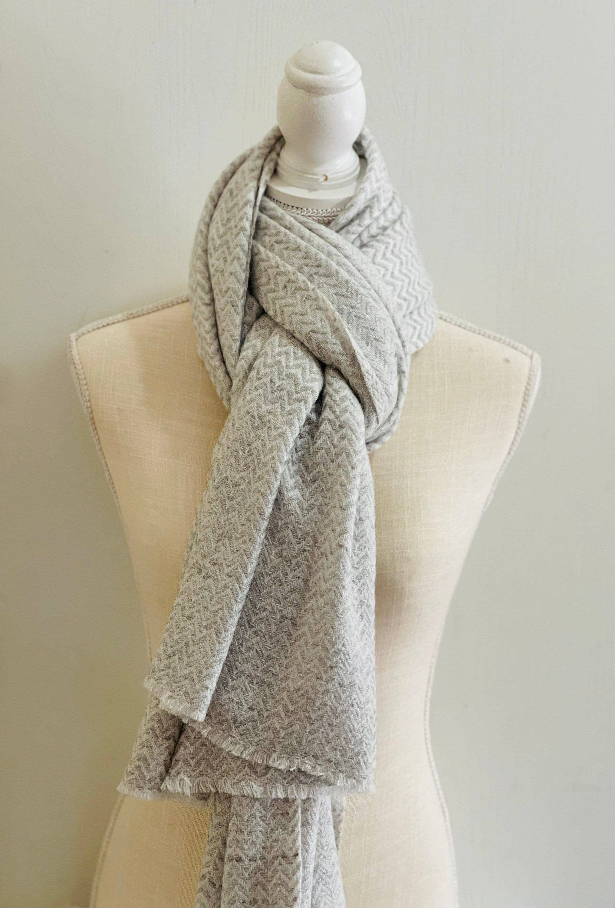 White x Gray Beautiful Handmade Pure Cashmere Scarf, Cashmere Wrap, Thick for wholesale on Faire