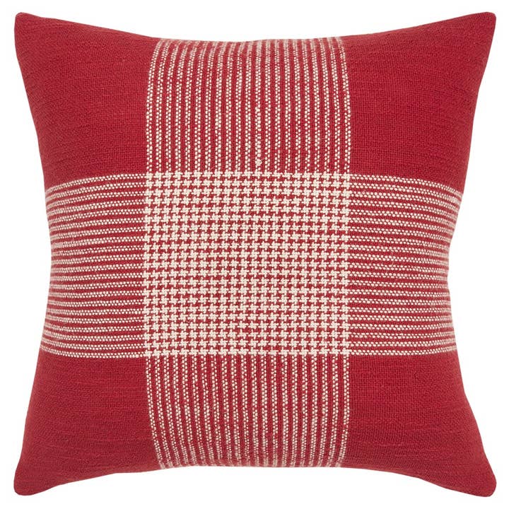 HomeRoots - Wholesale Throw/Decorative Pillow - Red White Plaid Pattern Throw Pillow