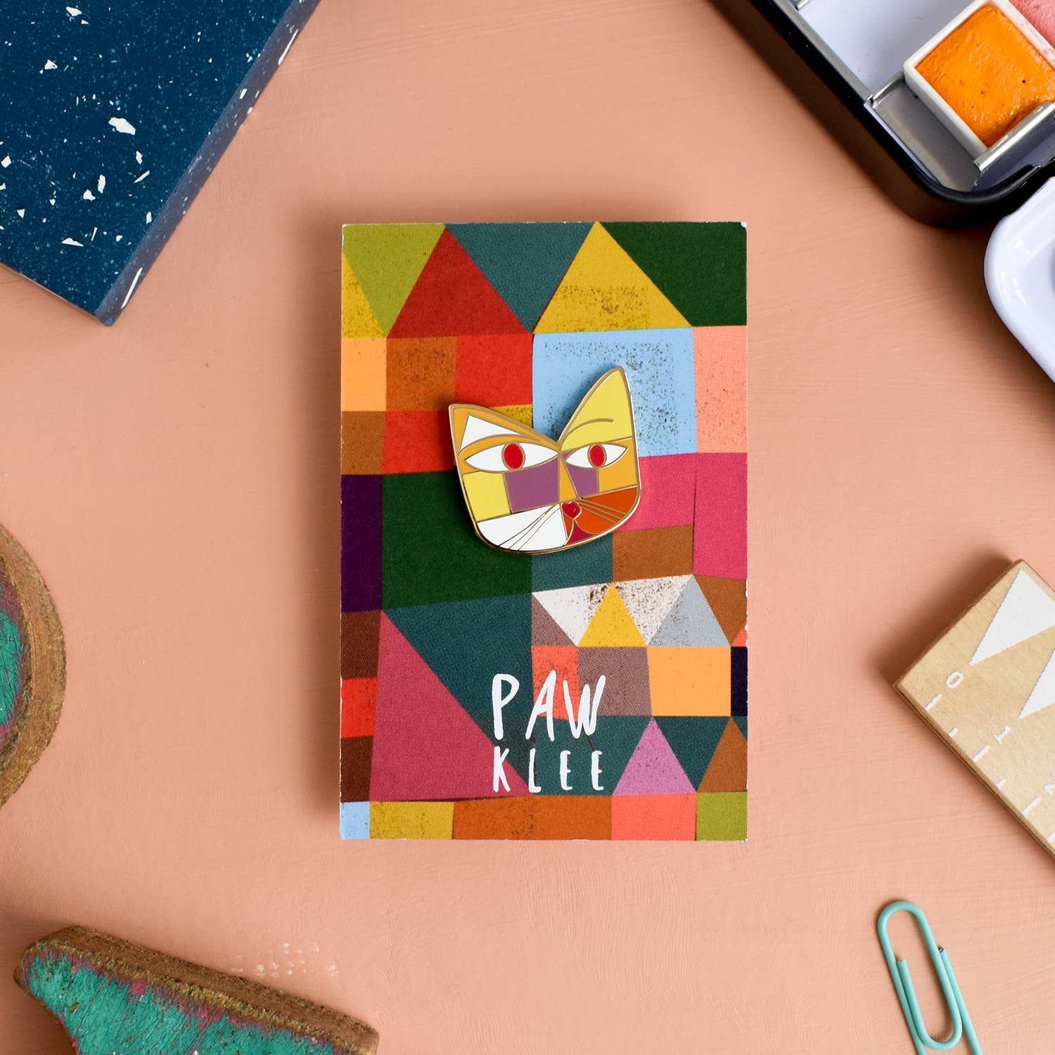 Niaski - Feline Fine Art (USA DUTIES PAID) - Wholesale Lapel Pin/Button - Paw Klee Cat Artist Pin2