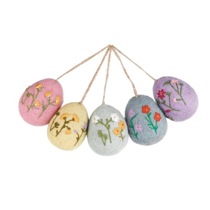 Felt So Good - Wholesale Ornament - Handmade Felt Large Floral Easter Eggs Variety Pack