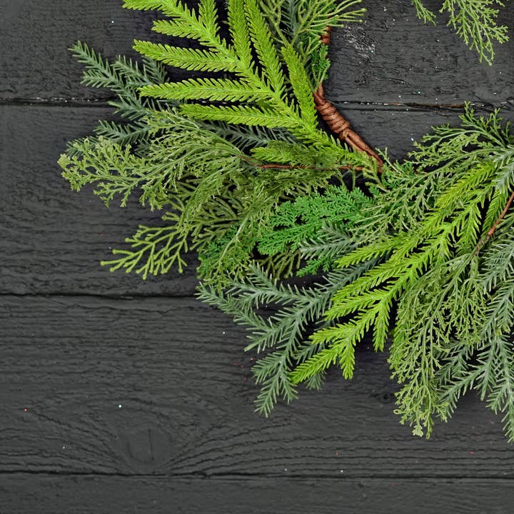 Impressive Enterprises, Inc. - Wholesale Wreath - 510783- 18in(6.5)Wreath-Mix Real Touch Cedar and Norfolk Pin6