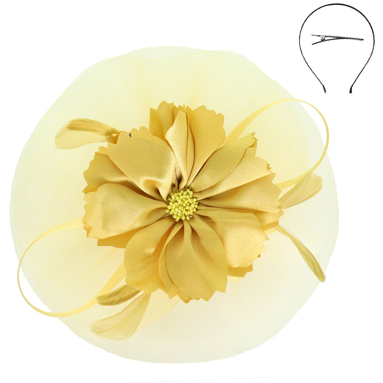 SP Sophia Collection - Wholesale Fascinator Hat - Women's - Elegant Floral Feathered Organza Mesh Fascinator10