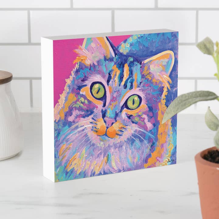 Cat Wood Block Décor for wholesale by P. Graham Dunn