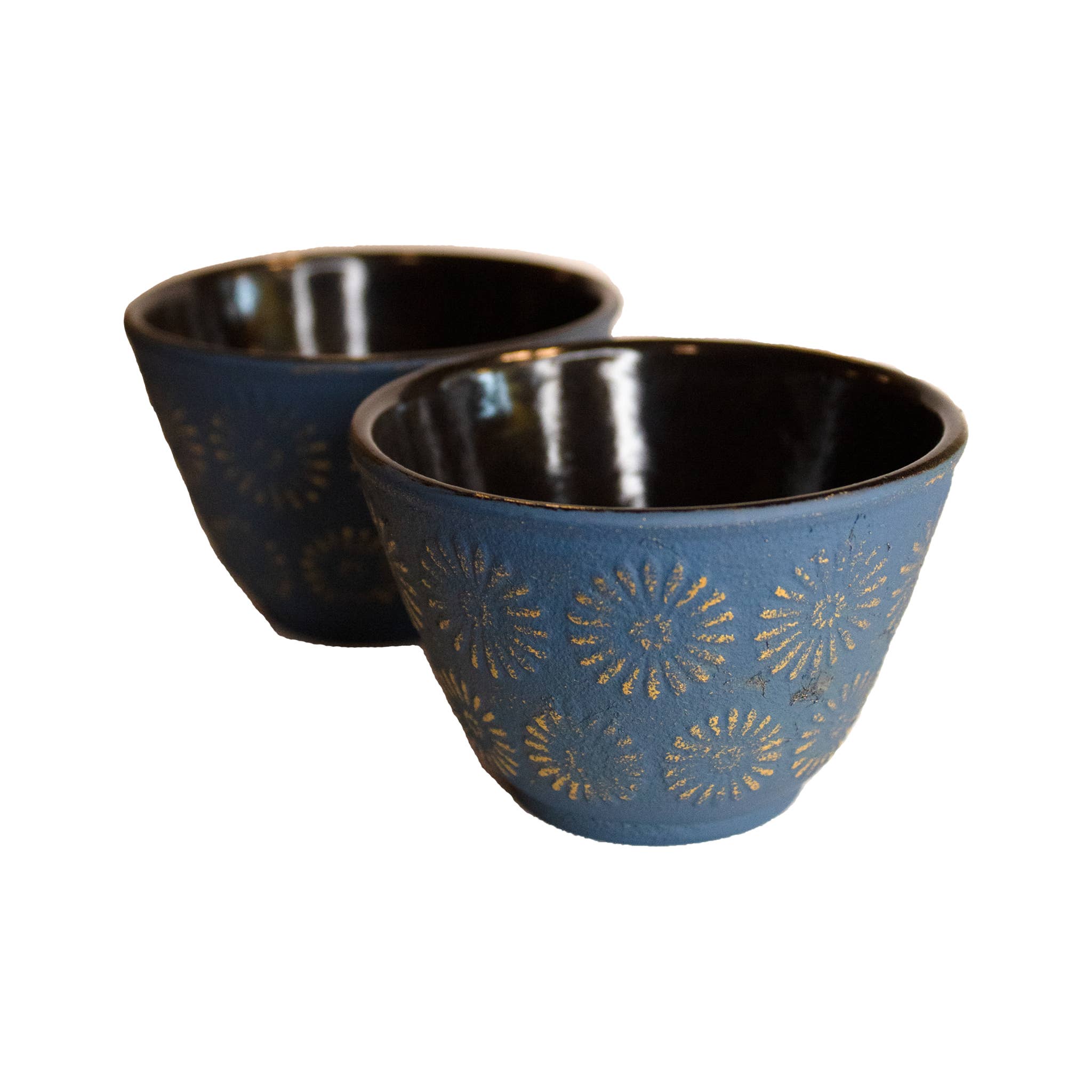 Telsaan Tea - Wholesale Coffee/Tea Cup - Cast Iron Tea Cup, Blue Daisy, 4 oz