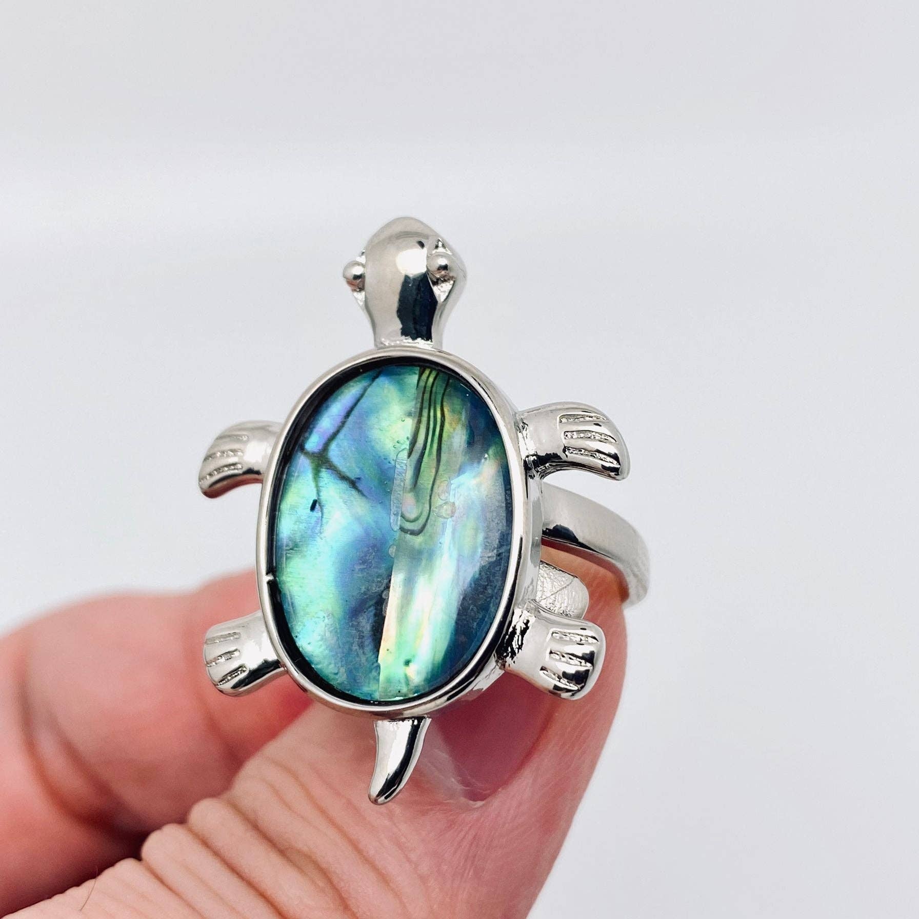 Mio Queena - Wholesale Cocktail/Statement Ring - Tortoise Butterfly Dragonfly Abalone Shells Adjustable Ring0