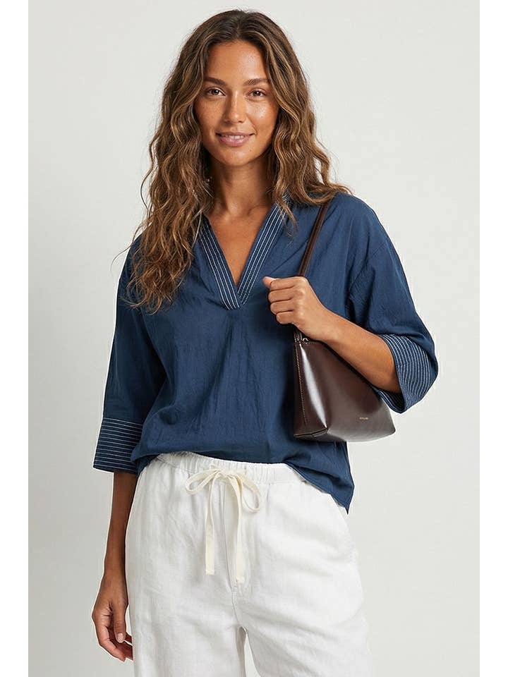 Blusa con Detalle de Costura en Contraste para venta al por mayor de Naked Zebra