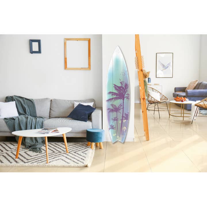 Jarmz Designs - Wholesale Wall Accent - SURF BOARD WALL ACCENT PALM TREE ART (TEAL)