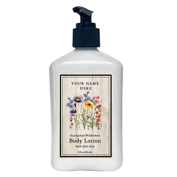 Customizable Farm Market Wildflowers Body Lotion 8 oz for wholesale by Kiss Me in the Garden