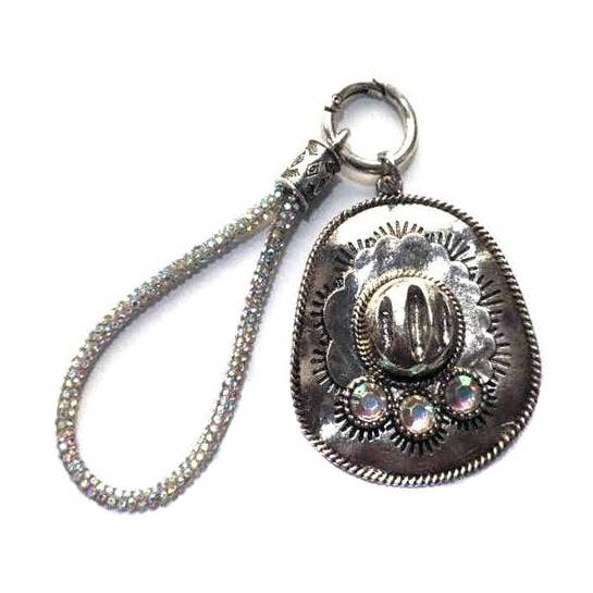Porte-clés chapeau de cowboy en cristal occidental pour la vente par Snowing West