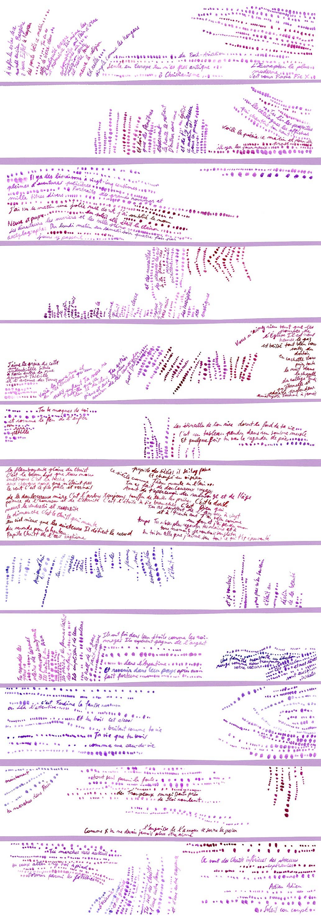 Bleu tango – wholesale Halsduk - Dam – Pastellfärgad halsduk - franska poeten Apollinaires ”Zone”6