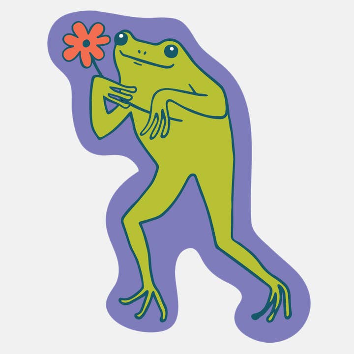 Daisy Frog Sticker for wholesale by The Good Twin