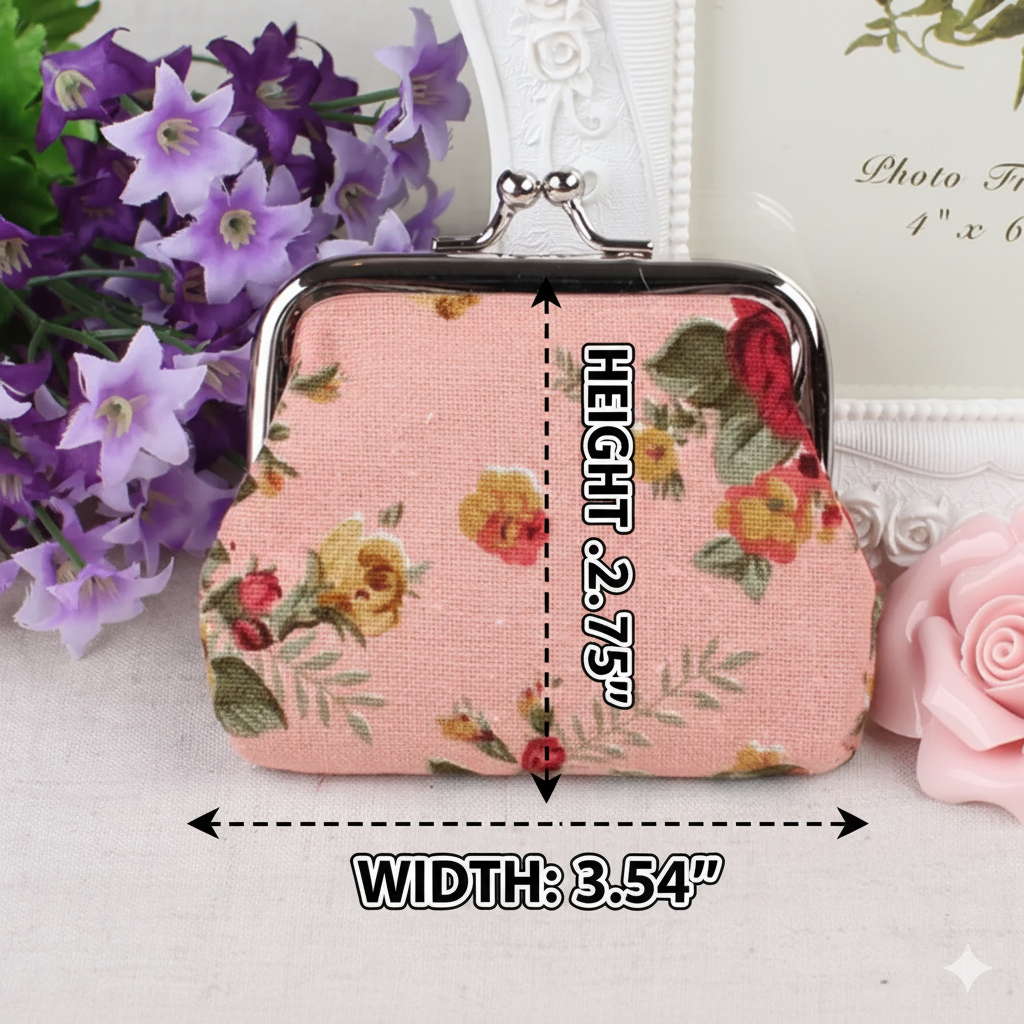 Magnifique Hearts – Großhandel Geldbörse – Damen – Münzbörse mit Blumenmuster, niedliche kleine Aufbewahrungstasche für Münzen und Schmuck4