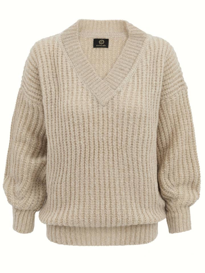 Sweater V Merino Gylden Beige for engroshandel hos Entelier