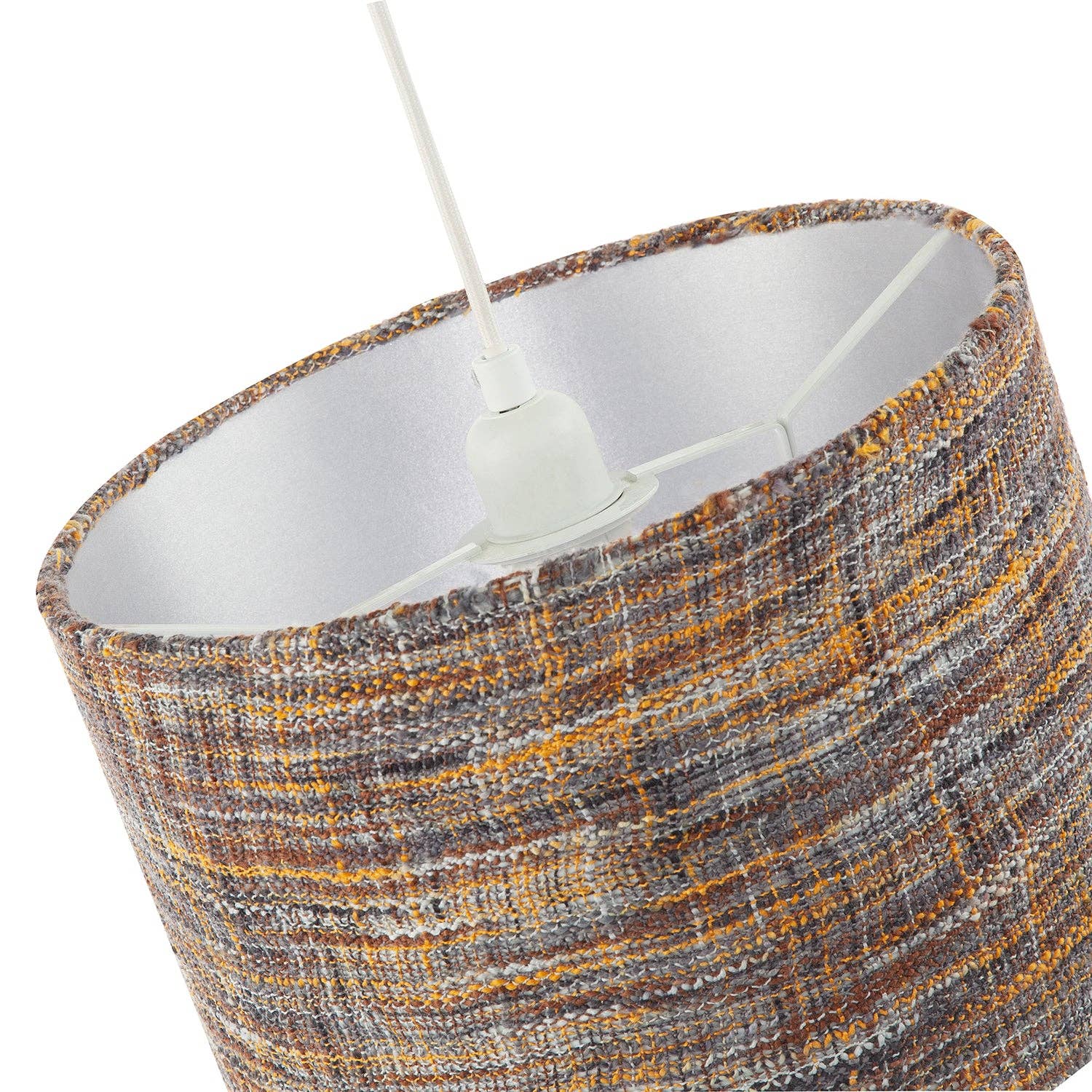 Happy Homewares – wholesale Lampshade – Vintage Lined Linen Fabric Lamp Shade in Mustard Burgundy and Grey2