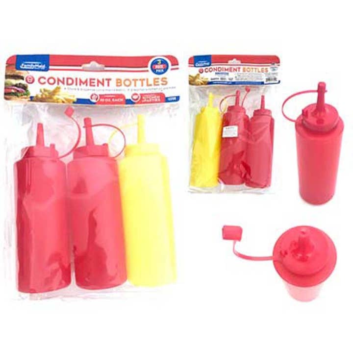 Dispensador de Ketchup 3 piezas 2 surtidos C; Rojo, Amarillo Clr para venta al por mayor de Deluxe Import Trading