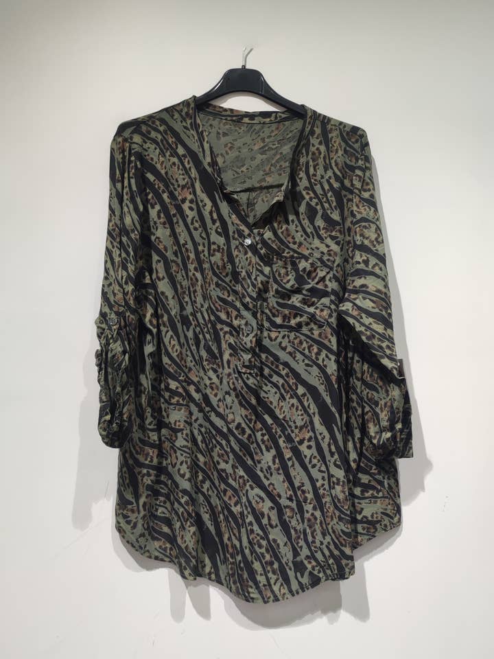 beige blue jean red dark white taupe khaki camel LISA tiger blouse - AH26 pack for wholesale on Faire2