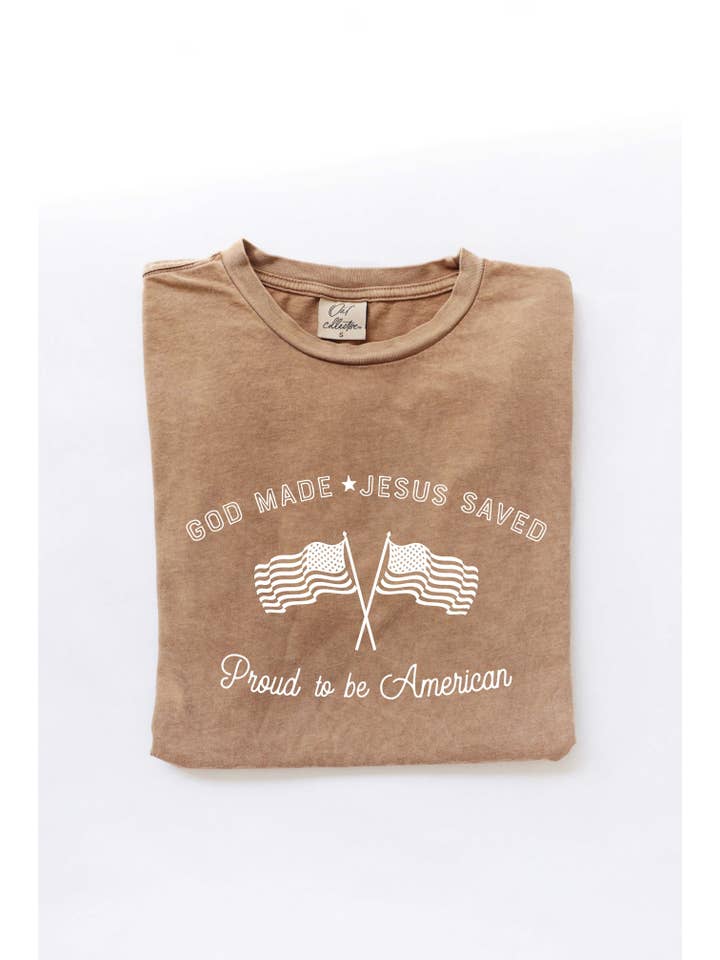 OAT COLLECTIVE - Wholesale Screen Printed T-Shirt - Women's - GOD MADEÂ Mineral Washed Graphic Top