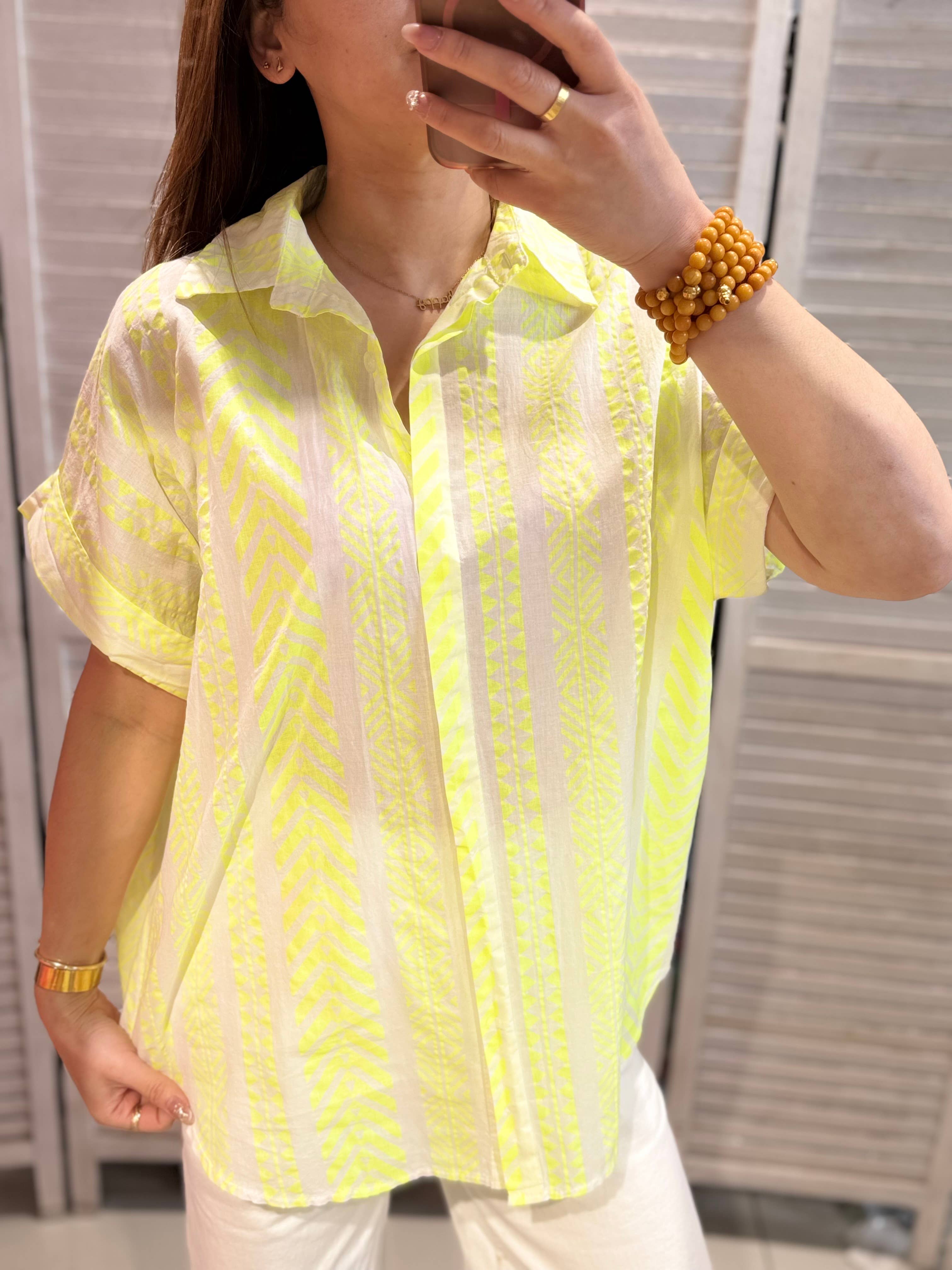 VICTORIA&ISAAC - Venta al por mayor Camisa con botones - Mujer - Blusa de Manga Corta Estampada - M1195algodón