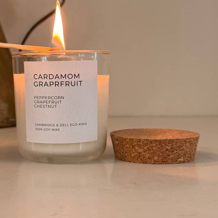 Cardamom Grapefruit Soy Wax Candles for wholesale by Cambridge & Dell Eco-Kind