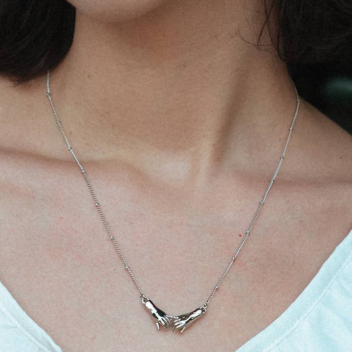 Peter and June - Wholesale Pendant/Charm Necklace - Script Necklace - Silver Rhodium Plated