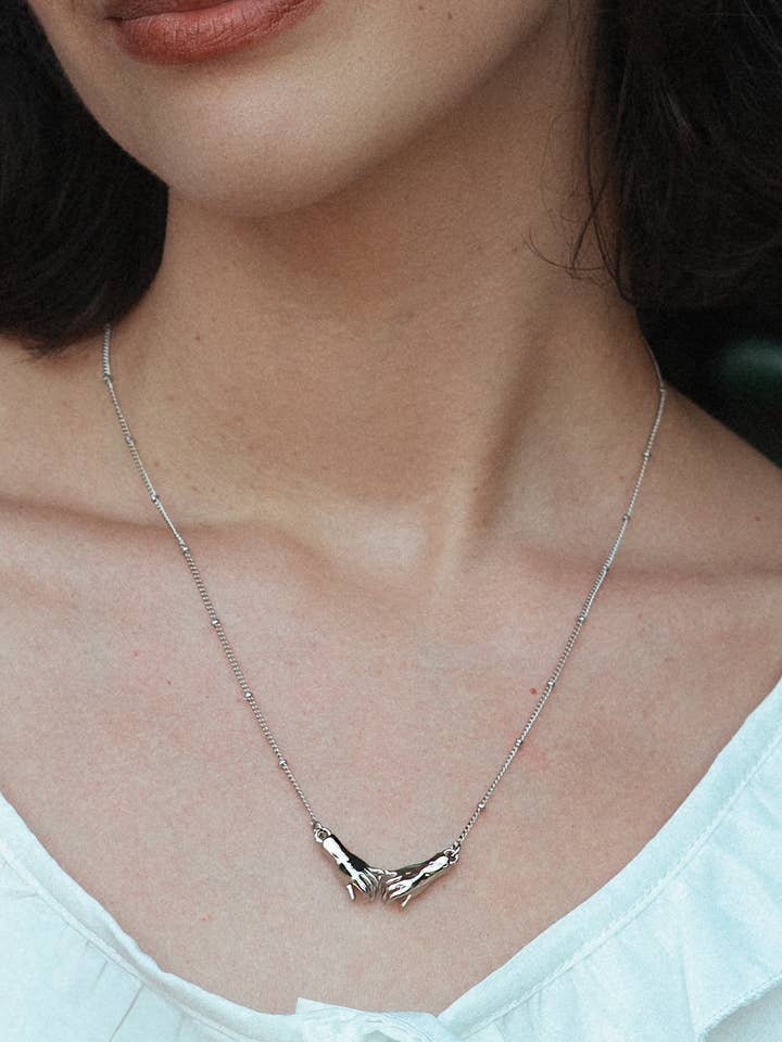 Script Necklace - Silver Rhodium Plated for wholesale by Peter and June