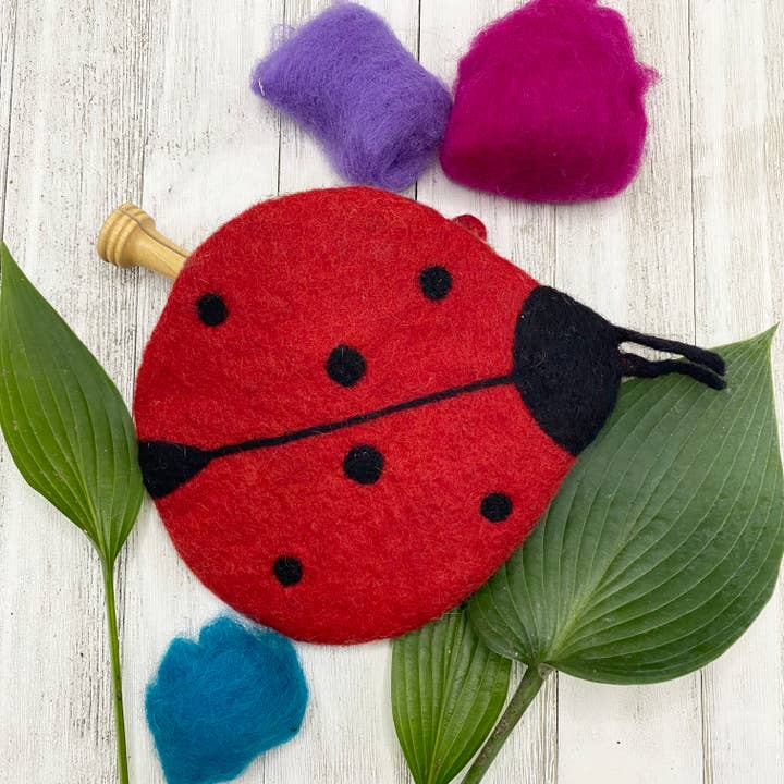 Ladybug Felt Notions Bag for wholesale by frabjousfibers.com